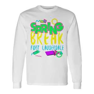 Spring Break Fort Lauderdale <b>90s</b> Aesthetic Long Sleeve <b>T</b>-<b>Shirt</b> - Product Image 1