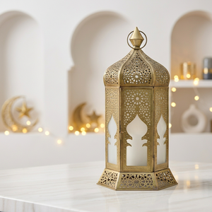 Lanterne à bougie marocaine artisanale, dernière création des fabricants, pour la décoration de table à domicile pendant le Ramadan - Product Image 2