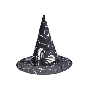 Chapeau de sorcière noir avec décorations argentées, hauteur 34 cm - Product Image 1