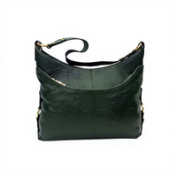 Tas Tangan Wanita Mewah Tradisional Biru, Ringan, Tahan Lama, Tahan Air, Kulit Asli, Clutch, Selempang, Lipat, Resleting, 2-2.9L