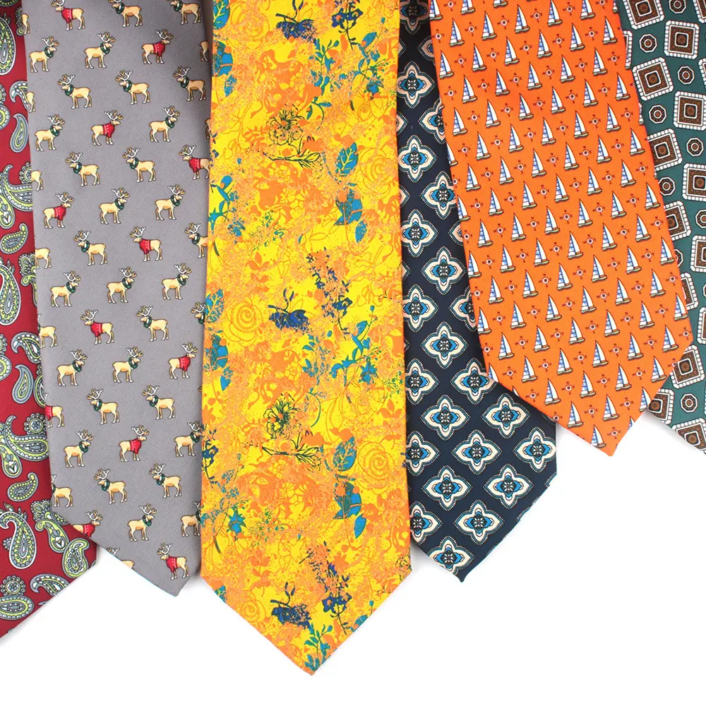 Wholesale Polyester Printed Horse Ties Digital Printing Logo Mens Neckties Luxury Italian Quality Floral Neck Ties for Men