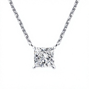 Collier en diamant taille princesse 1,00 carat, or blanc 18 carats, pierre cultivée en laboratoire certifiée IGI, bijoux de fiançailles classiques pour femmes - Product Image 3