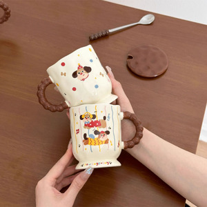 Taza de Cerámica con Tapa y Cuchara, Bandeja Súper Linda, Taza <span class=keywords><strong>para</strong></span> el Hogar, <span class=keywords><strong>para</strong></span> <span class=keywords><strong>Parejas</strong></span>, Taza <span class=keywords><strong>para</strong></span> Desayuno - Product Image 5