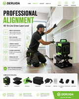 DERUIDA Niveau laser rotatif automatique 4D 16 lignes, auto-nivelant 360°, faisceau vert multifonctionnel, niveau laser croisé