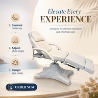 Fauteuil de Salon de Beauté et Spa Moderne, Lit de Cils Hydraulique Rotatif, Table de Massage Multifonctionnelle Pliable à Jambes Dédoublées en PU