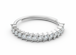 Marquise Cut Diamond Half <b>Eternity</b> <b>Ring</b> Natural & Lab Grown Diamonds 925 <b>Silver</b> / 10KT 14KT 18KT White Gold Finish - Product Image 2