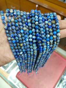 Perles rondes en jaspe dalmatien bleu naturel de 8 mm, brin de 4 à 10 mm pour la fabrication de bijoux - Product Image 6