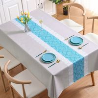 Nappe en PVC pour seniors, motif dentelle française, imperméable et anti-taches, motif floral carré moderne, personnalisable, vente en gros pour mariages