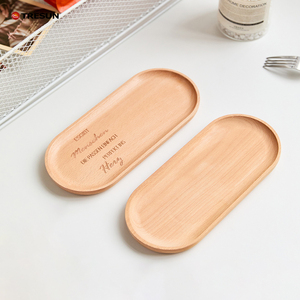 Bandeja de Servir Ovalada de Madera de Haya, Bandeja de Madera Maciza Segura para Alimentos, Bandeja para Desayuno y Pan, Grabado Láser, Regalo - Product Image 5