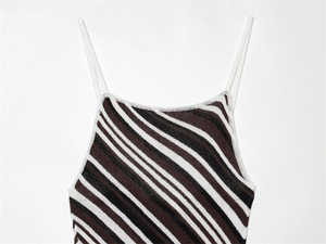 GX9140 Nouvelle Collection Été 2026 – Robe Longue Maxi Élégante et Unique en Maille Rayée à Bretelles Fines pour Femme - Product Image 3