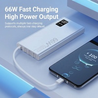Batterie externe portable ultra-mince HXB 20000mAh 20W 22.5W PD à charge rapide avec double USB et câbles intégrés – Vente en gros pour entreprises