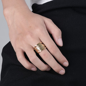 Anillo Ajustable Abierto de Acero Inoxidable con Baño de Oro de 18K de <span class=keywords><strong>San</strong></span> <span class=keywords><strong>Benito</strong></span> Exorcista, Joyería Religiosa de Moda OAHLAN para Hombre - Product Image 6