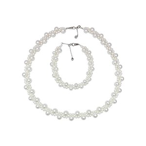 Retro Romantic Bridal Style high-end pendant <b>necklace</b> Hand Woven With Glossy 3-4mm Natural Pearl <b>Delicate</b> Pearl - Product Image 1