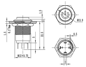 IP65กันน้ำ12มม. สูงปุ่มกดสวิตช์สแตนเลสรีเซ็ตตัวเองด้วยไฟสูงสุดในปัจจุบัน3A แรงดันสูงสุด250V - Product Image 5