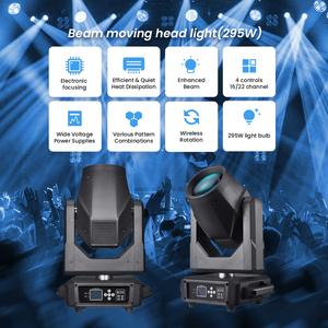 295W tête mobile lumière Sharpy <span class=keywords><strong>Lyre</strong></span> faisceau avec 10r 12r 14r Double prismes 15Gobos DMX512 équipement de scène pour mariage Concert Disco - Product Image 2
