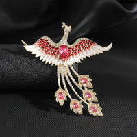 Broche speld uit Chinese fabriek Valentijnsdag mode kristallen strass broche legering emaille strass feniks