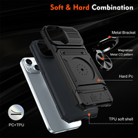Coque de protection avec fentes pour cartes et support magnétique pour iPhone 17 16 15 14 13 Pro Max Pro 7 8 Plus