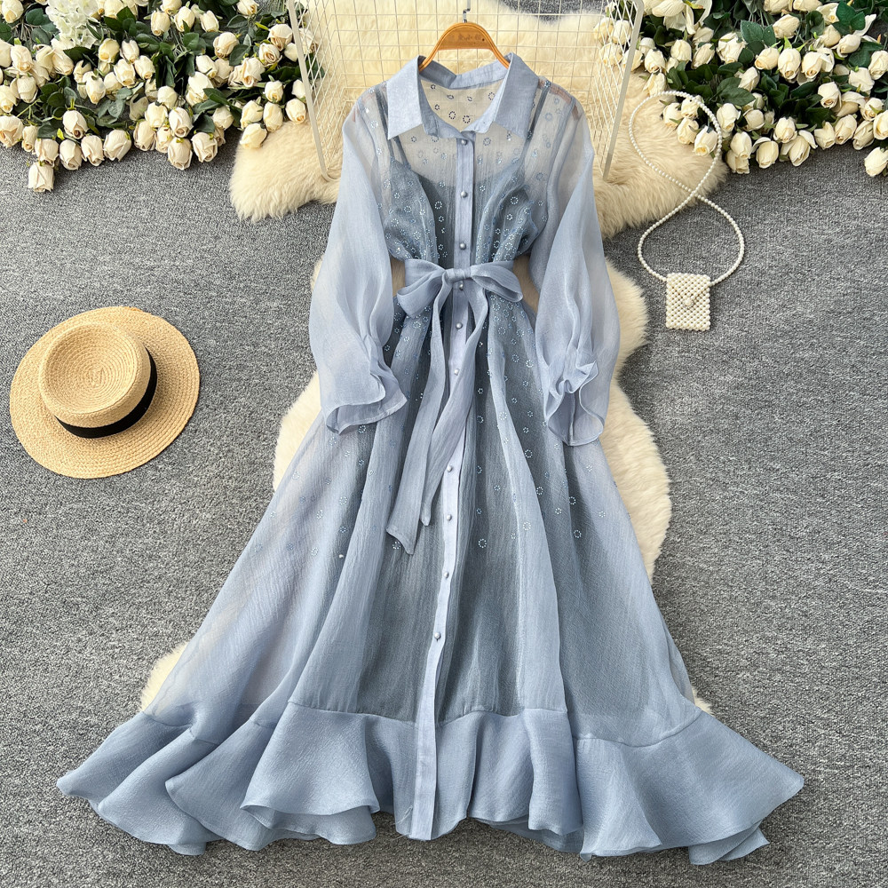 elegant a line dresses for women Satin Sleeveless A-line Tea Length Dress by Ladivine 7499 main image 1