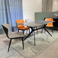 Ensemble de Table à manger en céramique de luxe nordique, classique, moderne, de haute qualité, meubles, Table à manger en fer, base en métal