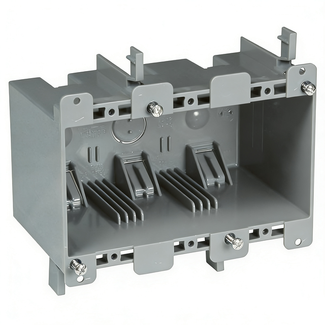 W355R Switch Outlet Box Old Work Carlon 3 Gang Blue Ear Brackets Wall PVC Clamp Junction Electrical Plastic Conduit Switch Box