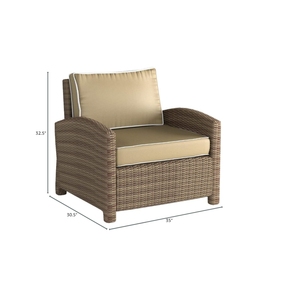 Chaise de patio extérieure en osier PE pour porche, balcon, arrière-cour, couleurs en option avec coussins de sable neutres - Product Image 5