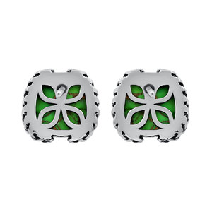 GOURIK Green Copper Turquoise <b>Stud</b> Earrings 925 <b>Sterling</b> <b>Silver</b> Vintage Claw Setting Oxidized Women's Everyday Wear - Product Image 5