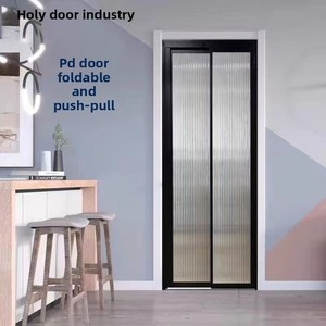 Puerta Interior de Diseño Moderno, Puerta Corredera Abatible de Aluminio y Vidrio para Cocina y Baño, Puerta Doble Extrema - Product Image 4