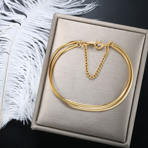 2023 Großhandel Minimalist 18 Karat vergoldet Basic wasserdichte Schlangen kette mehr schichtig Modeschmuck Armbänder Kunden spezifische Armbänder - Product Image 2