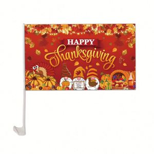 Drapeau de fenêtre de voiture à thème Thanksgiving à prix avantageux, 12x18 pouces, logo personnalisé - Product Image 1