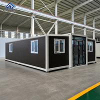 Casa Contenedor Expandible de Acero, Moderna, Prefabricada, Modular, Móvil, Pequeña, con Doble Ala, Puerta de Vidrio Francesa, Oficina en el Jardín, para Huéspedes