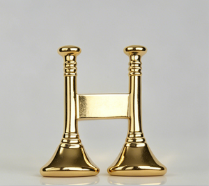 Custom 3D Fire Captain Two Vertical Bugles Cross Shape Metal Badge Gold/Nickel Plated Zinc Alloy Lapel Pin for Souvenir&Uniform - Product Image 1