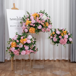 12-Zoll-Gold rosa und orange küssender grüner Blatt orientalische Kirschblume Glaskugel Blumenkugel für Hochzeit Veranstaltung im Freien - Product Image 1