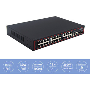 260W masaüstü 24 + 2 + 2 100Mbps 2 SFP SFP Gigabit halka CCTV 24 Port ağ POE anahtarları Ethernet POE anahtarı - Product Image 4