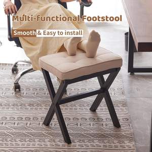 Reposapiés Plegable de Madera Moderno con Cojín y Funda Extraíble, Otomana Pequeña para Sala de Estar, Dormitorio u Oficina - Product Image 4