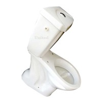 WC moderne iranien en céramique blanche deux pièces avec abattant doux à double chasse et siphon en S et en P pour salle de bain