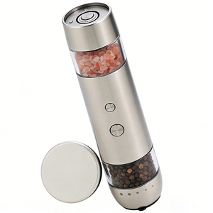 2 in 1 Stainless Steel Adjustable Coarseness Rechargeable Salt and <b>Pepper</b> Set With LED Light PM-004 2-in-1 Design Combines Salt - Product Image 2