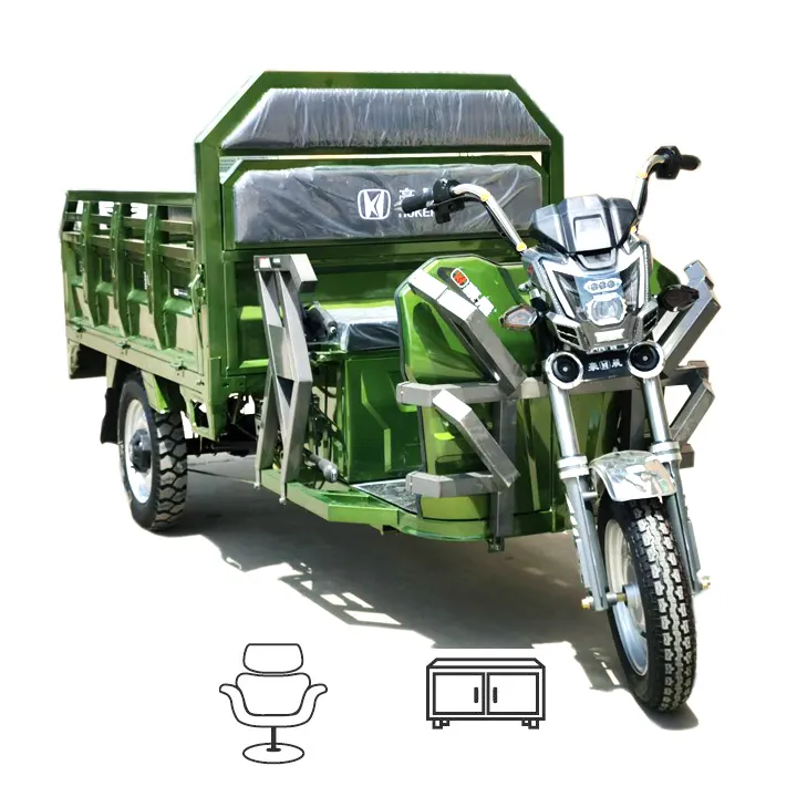 صريحة مركبة 800W دراجة ثلاثية العجلات كهربائية لنقل البضائع دراجة ثلاثية العجلات الكهربائية الصغيرة شاحنة مع كابينة مغلقة