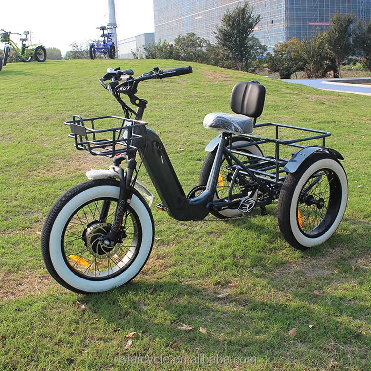 Triciclo motocicleta eléctrica ciudad 500 vatios 3 ruedas entrega eléctrica triciclo eléctrico triciclo 500 W Ebike neumático gordo
