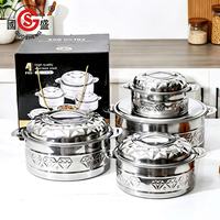 Lot de 4 casseroles isothermes en acier inoxydable avec revêtement diamant, double paroi, pour maintien au chaud, fourni par l'usine (OEM)