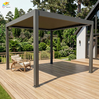 Pergola Bioclimatique Motorisée en Aluminium 3x3 avec Lamelles Latérales Extérieures Rétractables pour Terrazzo