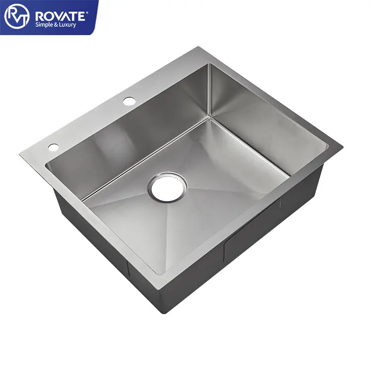 ROVATE modern stainless steel brushed single bowl kitchen sink handmade bar commercial metal sink composite nsf kitchen sink