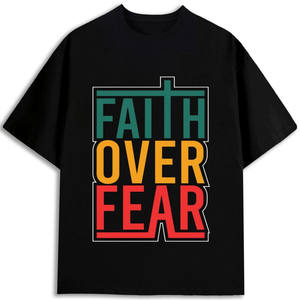 Camiseta Faith Over Fear para Hombre, 100% Algodón, 180 g/m², Manga Corta, Cuello Redondo, Diseño Estampado, Tejido Jersey Ecológico - Product Image 1