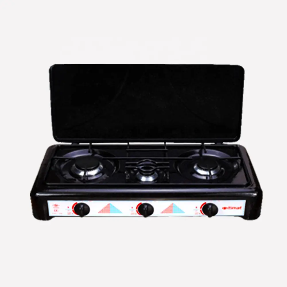 Itimat-cocina de gas de acero inoxidable, 3 quemadores con tapa MST-3003