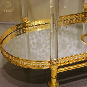 도매 럭셔리 황금 이중 유리 호텔 서빙 트롤리 하이 퀄리티 식당 거실 주방 사용 - Product Image 3