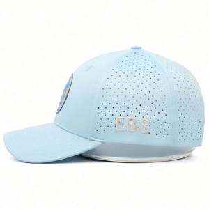 Custom 6 Panel 100% Polyester Baseball Hat Caps High Quality Structured Woven <b>Patch</b> Water Resistant Laser Cutting Drilled Hole - Product Image 3