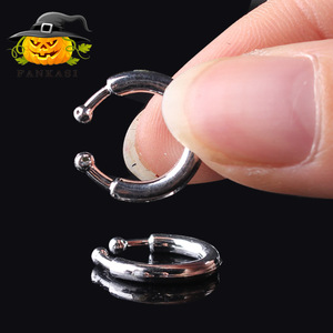 Anneau de nez en plastique en forme de U pour Halloween, sans perçage, boucle unique, accessoire de fête costumée, couleur argentée ronde - Product Image 4