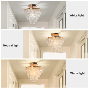 <span class=keywords><strong>Candelabro</strong></span> Moderno de <span class=keywords><strong>Cristal</strong></span> Dorado y Cromado Lámpara de Techo Redonda Decorativa con Bombilla E27/E26 para Sala de Estar o Dormitorio - Product Image 4