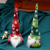 Décorations de Noël : Gnome de Noël en peluche, Elfe décoratif, Poupée nain sans visage à carreaux, Ornements, Pot à bonbons en plastique