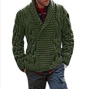 2022 Europeo Americano transfronterizo para <span class=keywords><strong>Amazon</strong></span> hombres cuello en V doble botonadura gruesa cárdigan de punto suéter botón invierno - Product Image 3