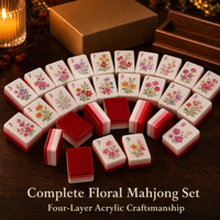 Ensemble de Mahjong Américain de Luxe Moderne à 4 Couches en Acrylique, Tuiles à Motifs Floraux, Jeu Complet Fait Main, Durable, Personnalisé, OEM, ODM, Cadeau